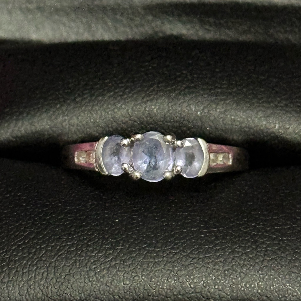 34 Ct Genuine Tanzanite With 14 Ct White Diamond Accents In 10k White 34 Ct Genuine Tanzanite With 14 Ct White Diamond Accents In 10k White